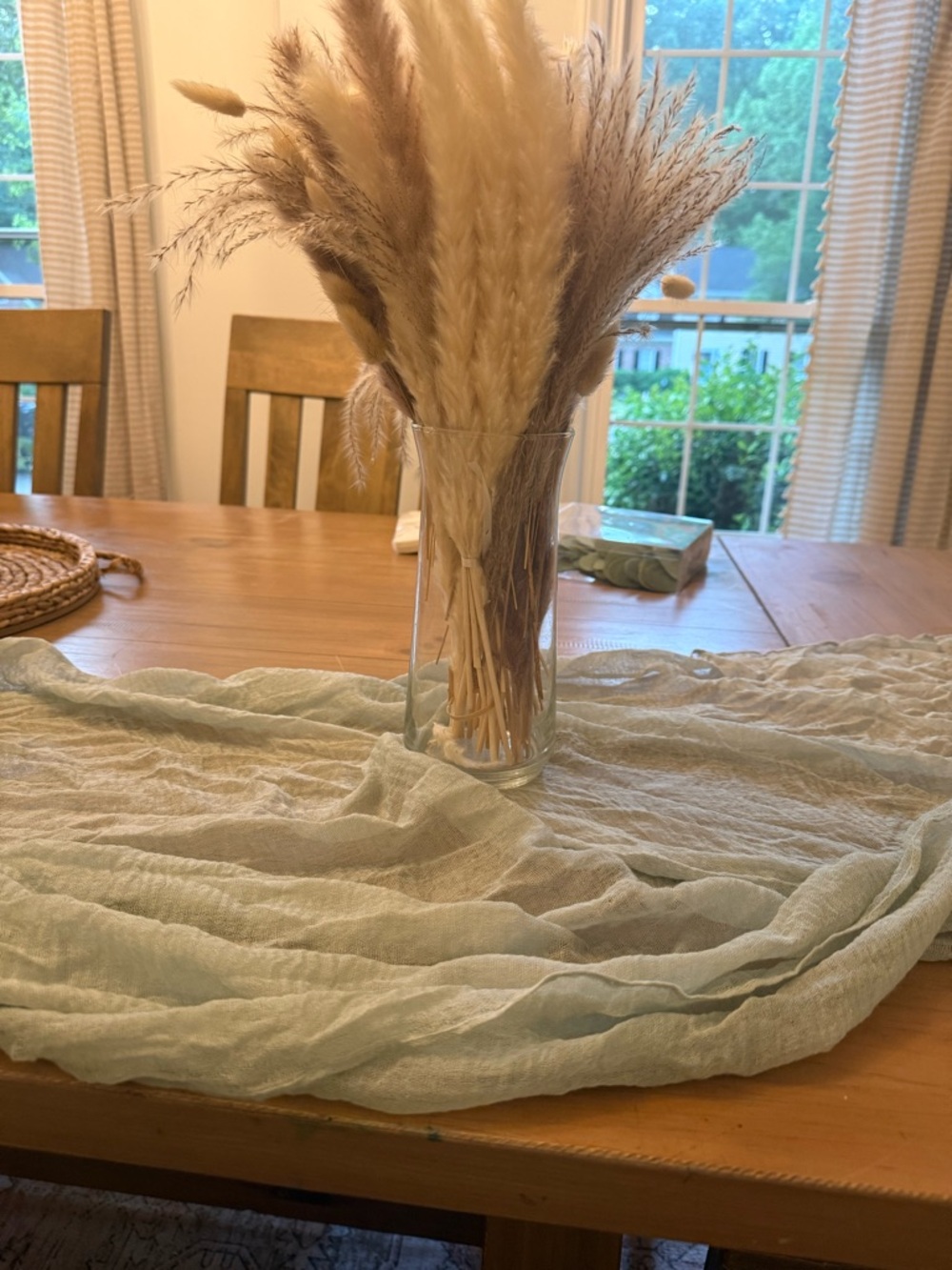 Sheer green table runner
